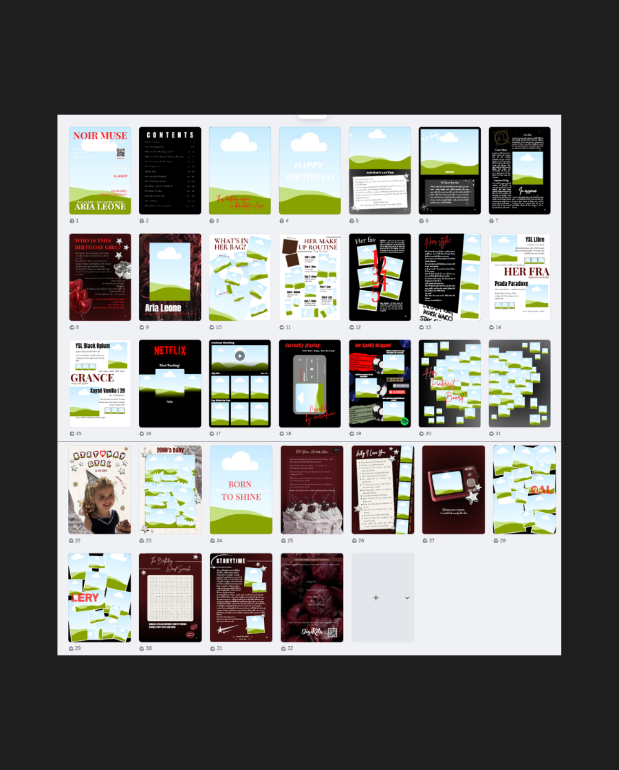 Noir Muse Birthday Magazine Template