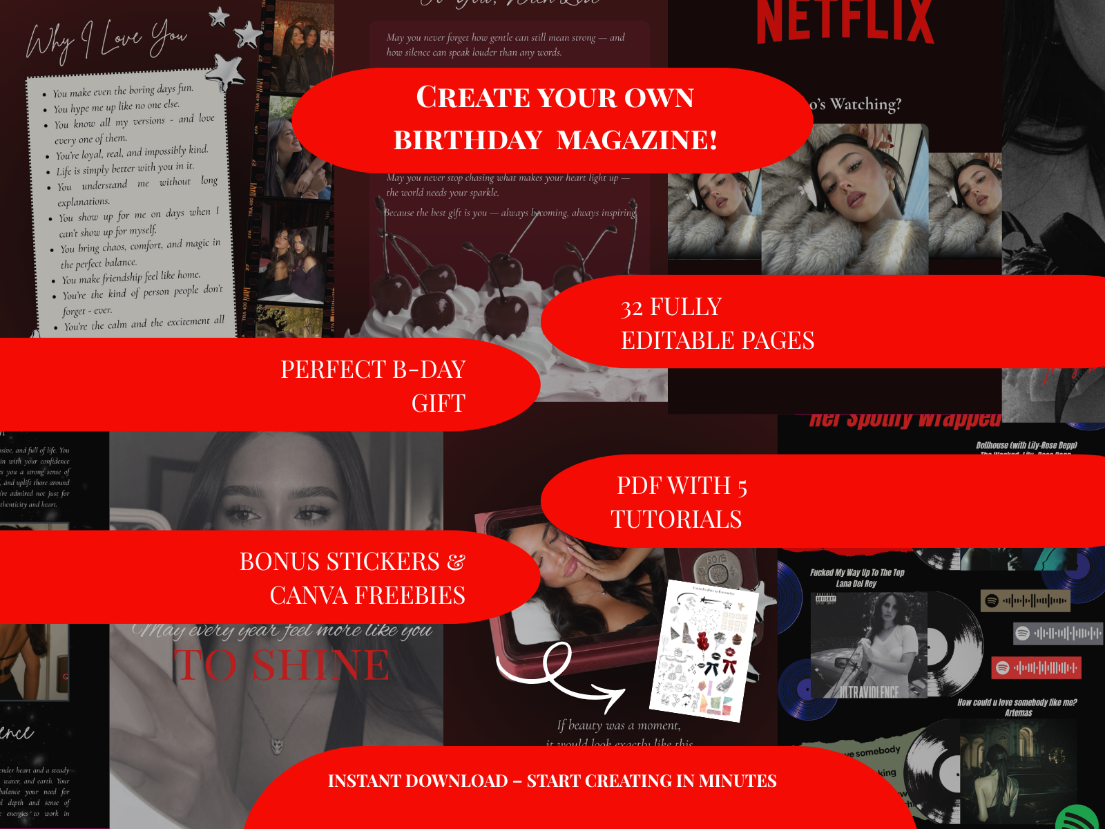 Noir Muse Birthday Magazine Template